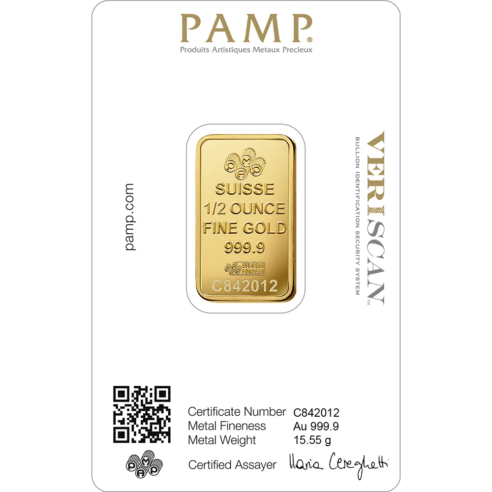 Fortuna Gold Minted Bar - 1/2 oz