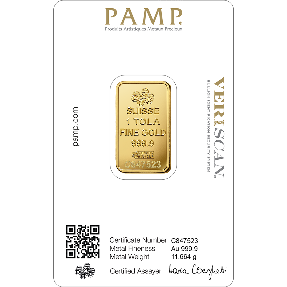 Fortuna Gold Minted Bar - 1 Tola