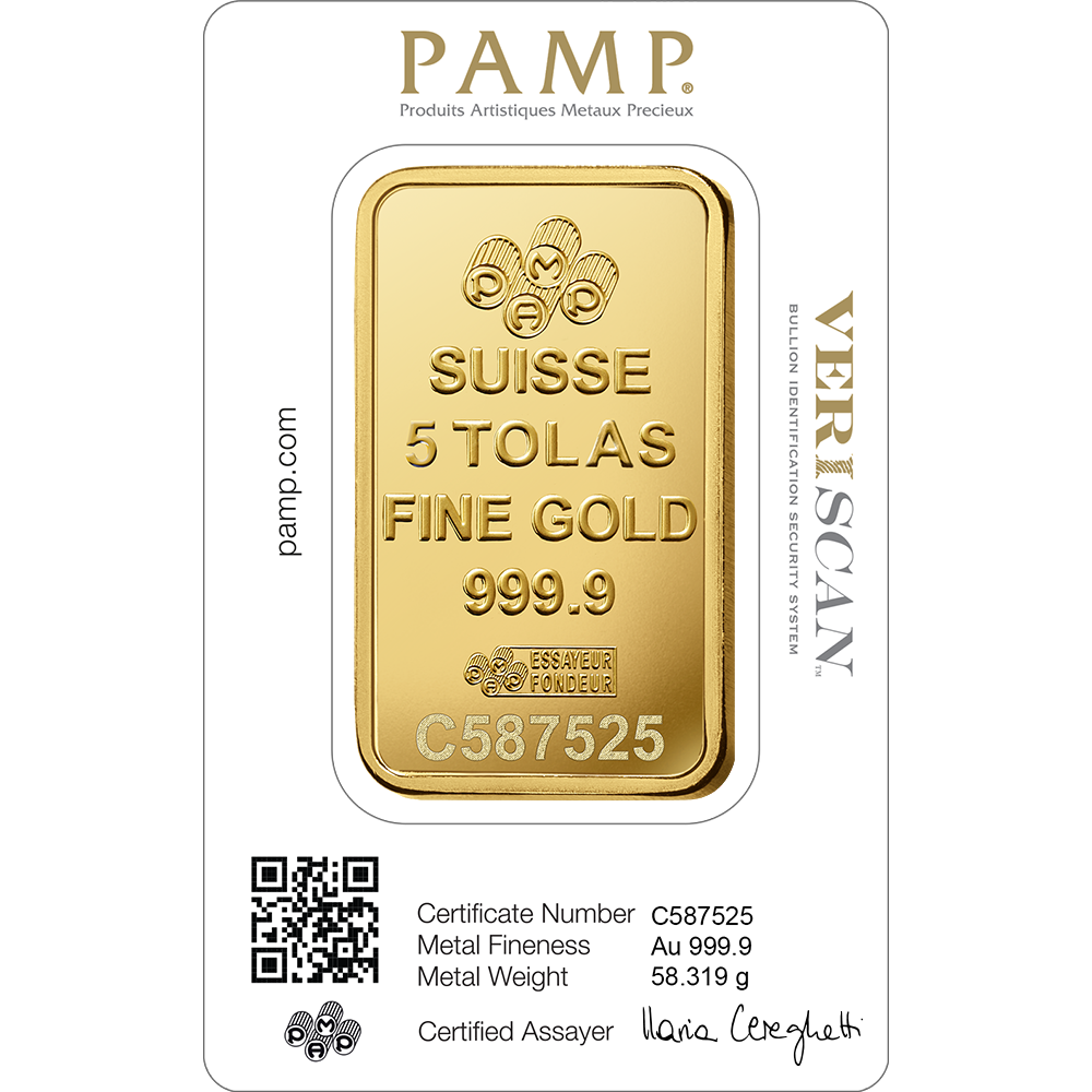 Fortuna Gold Minted Bar - 5 Tolas